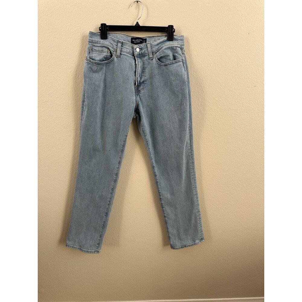 Abercrombie & Fitch Mens Athletic Straight Jeans Light Wash Mid Rise 31W 32L